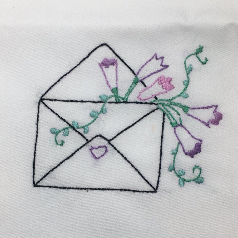 Hand Embroidered "Flower Envelope"
